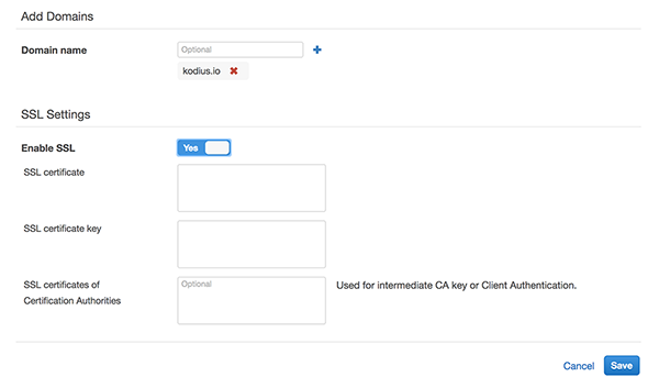 Add domains form screenshot