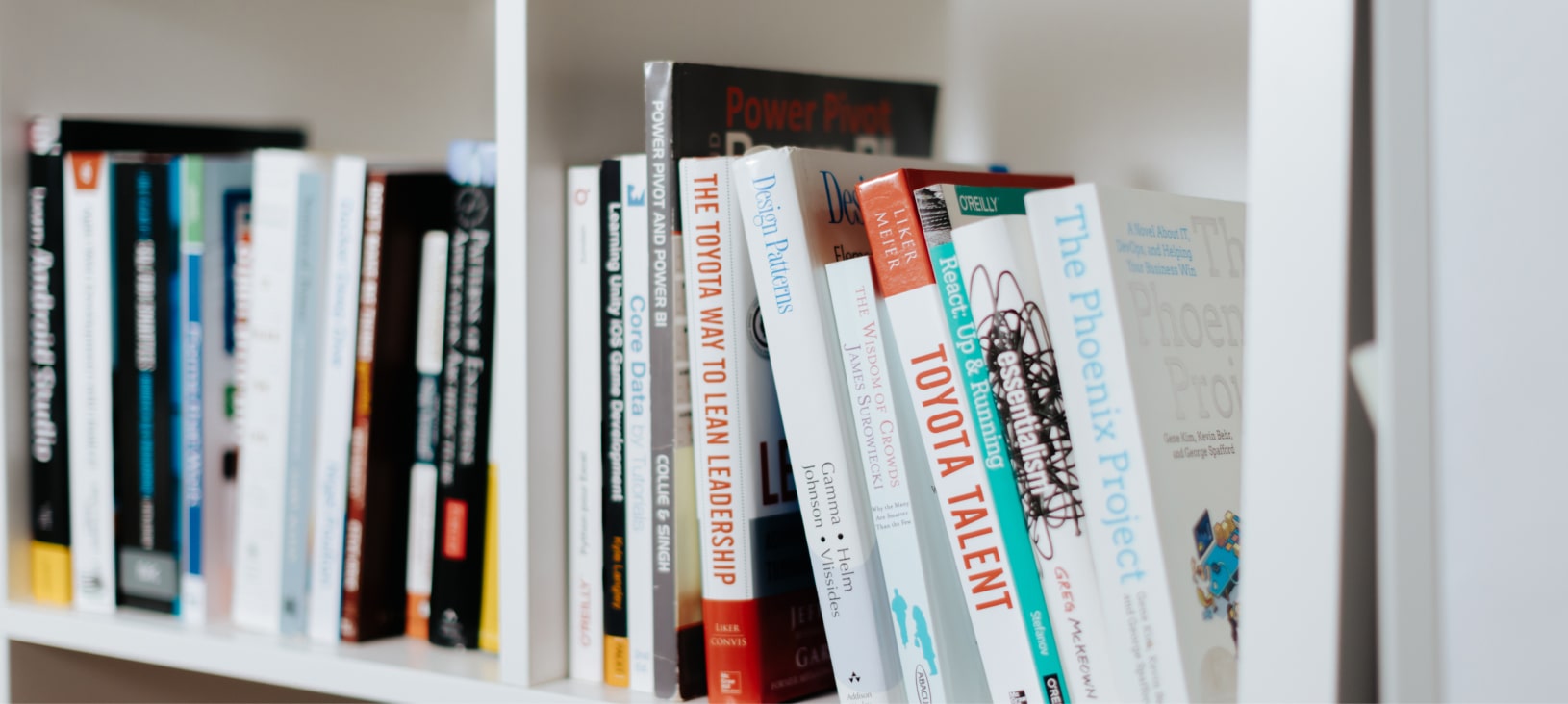 A bookshelf full of books.